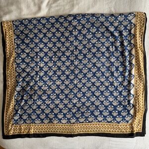 Cotton Pareo / Sarong with Blue, Gold, and Black Pattern